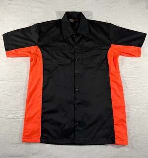 Vance Biker Wear Men's Two-Tone Short Sleeve Mechanics Work Shirt, Black/Orange
